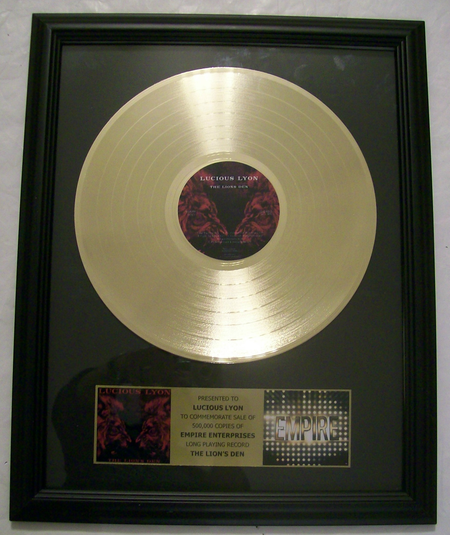 Custom Gold LP Record Award/Trophy